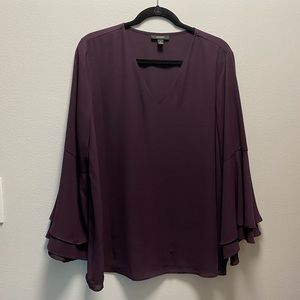 Alfani Purple Wide Ruffle Sleeve Blouse
